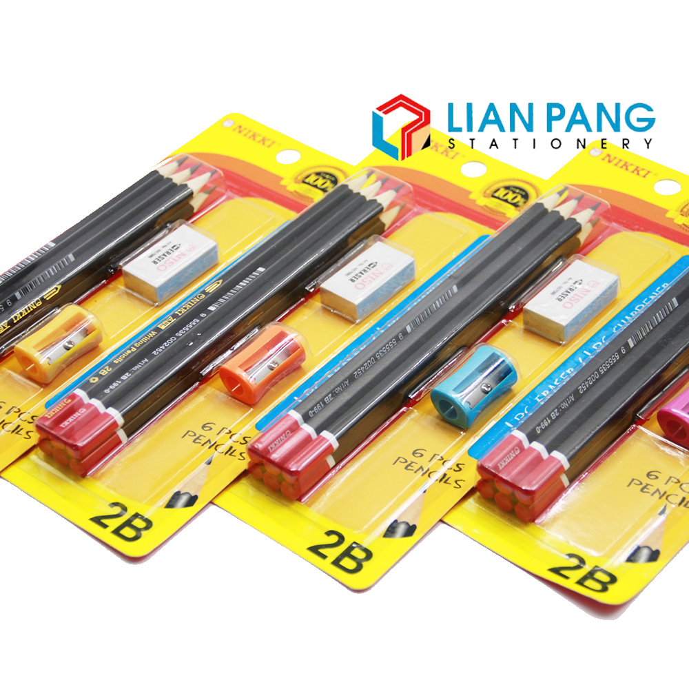 2B Pencil 6pcs Free Eraser and Sharpener